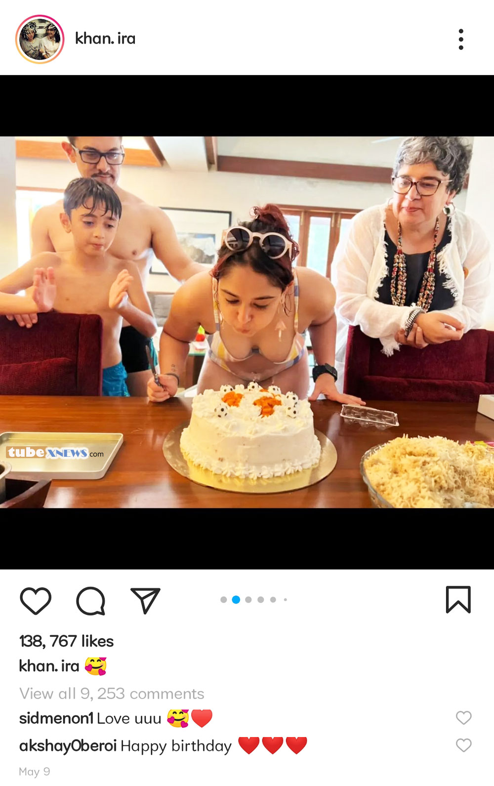 Ira Khan celebrated her birthday and cutting the birthday cake wearing a lovely bikini